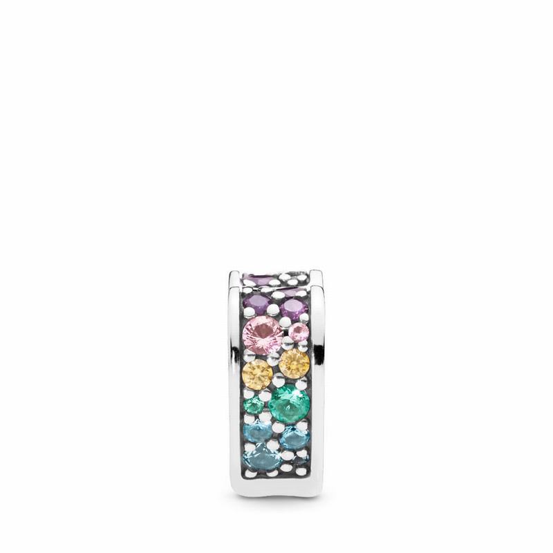 Pandora Multi-colored Arc Of Love Clip Ireland - Sterling Silver/Silicone/Blue/Mixed Stones/Cubic Zi